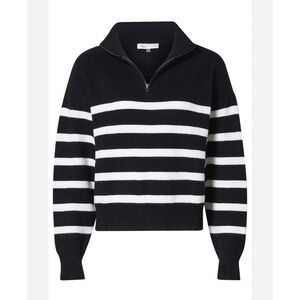 Daily Look Rielle Half-Zip Pullover – Black & White Stripes – XL – NWT